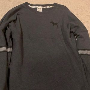 A gray/black PINK long sleeve shirt
